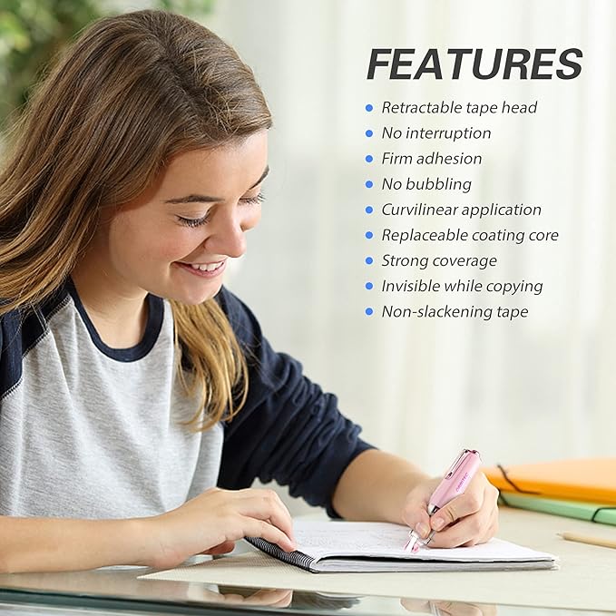 BITOSEE Refillable Retractable Quick Dry Correction Tape,Mini Small Japan Aesthetic Cute Correction Tape, with Easy to Use Kawaii Pen Shaped Applicator,for School Office Supplies