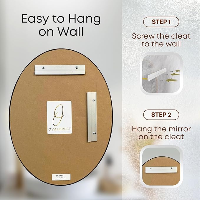 OVALCREST - Oval Wooden Beveled Wall Mirror for Home Decor, Bathroom, Vanity, Bedroom, Living Room, Hallway - London Style (Silver Leaf with Brown Antique) 29.1 x 23.1