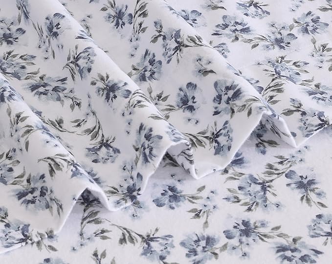 RUVANTI Flannel Sheets Twin Size - 100% Cotton Double Brushed Twin Sheets Set, Deep Pockets 16 Inches, All Seasons Breathable & Extra Soft Bed Sheets, Warm & Cozy, 3 Piece, Perri Me