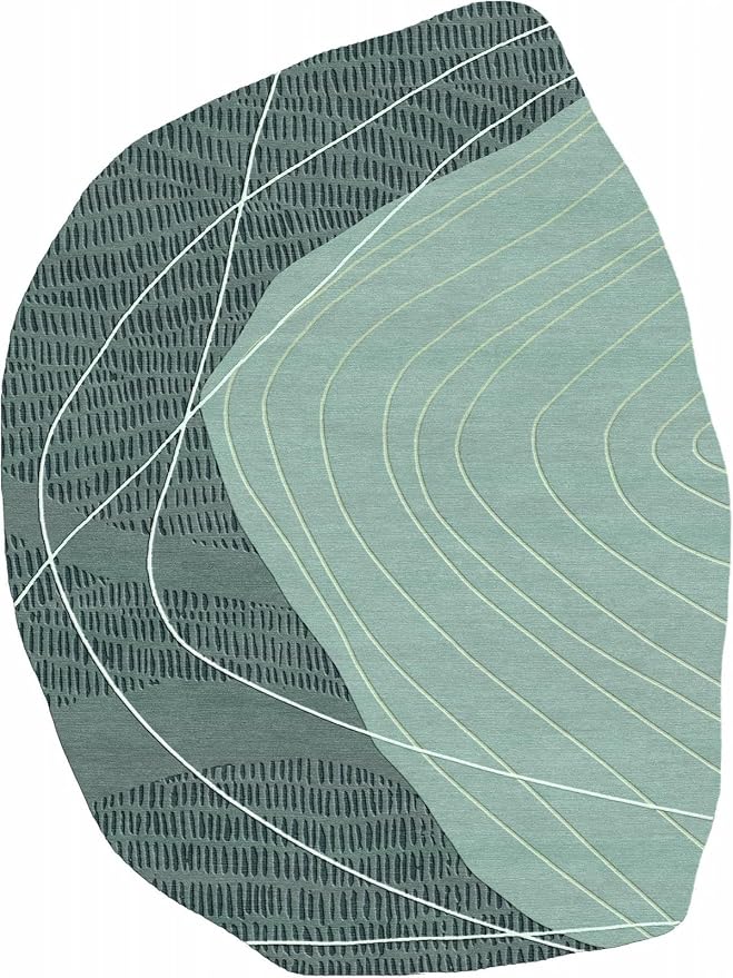 Sage Green Modern Abstract Geometric Stripes Irregular Rug for Living Room Bedroom Home Office Faux Wool Pet Friendly Carpet 4x6 Boho Chic Playroom Nursery Indoor Washable Durable Runner Mats
