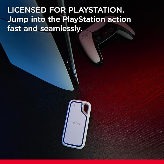 SanDisk 1TB Extreme Portable SSD, Officially Licensed for PlayStation 5 Console and PC - up to 1000MB/s, USB-C, USB 3.2 Gen 2, Drop Protection - External Solid State Drive - SDSSDE62P-1T00-G25