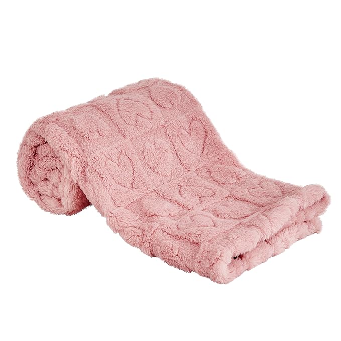 Yurhap Fleece Baby Blanket Heart Checkered Blanket, Ultra Soft Cozy Baby Blankets for Girls Boys, Fluffy Infant Toddler Newborn Receiving Blankets for Crib Stroller 30”×40” (Dark Pink)
