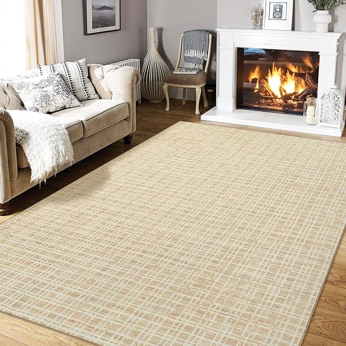 Washable Rug 10x13 Area Rug for Bedroom Modern Living Room Rug Contemporary Large Area Rug Non Slip Throw Rugs Stain Resistant Carpet for Department Dining Room 10'x13' Yellow