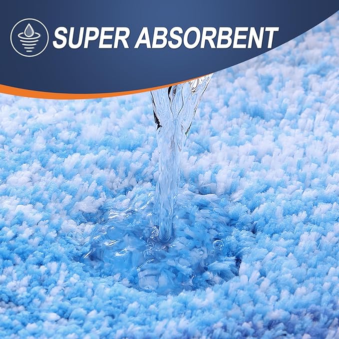 OLANLY Bathroom Rugs Mat 44x32, Extra Soft Absorbent Microfiber Bath Rugs, Rubber Backing, Quick Dry, Washable Bath Mats for Bathroom Floor, Tub and Shower, Home Decor Accessories, Light Royal Blue