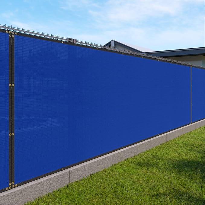Windscreen4less Privacy Fence Screen Heavy Duty Windscreen Fencing Mesh Fabric Shade Net Cover with Brass Grommtes for Outdoor Wall Garden Yard Pool Deck, 6'x23' Blue