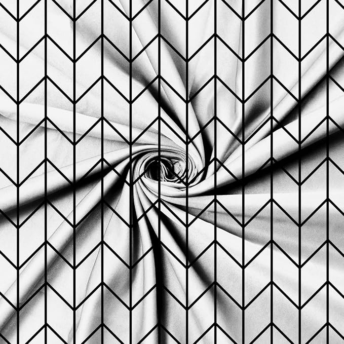 Boho Herringbone Shower Curtains Black White Zig Zag Geometric Bathroom Curtain Minimalist Abstract Polyester Shower Curtain Sets for Bathroom Extra Long 66x72 in with 12 Hooks