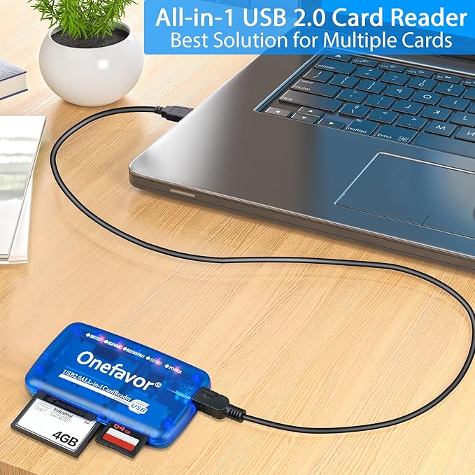 SmartMedia Cards Reader Writer, All-in-1 USB Universal Multi Card Adapter Slim Hub Read Smart Media SD, XD, CF, MMC, MS Pro Duo, Camera Flash Memory Cards Reader for Windows, Mac, Linux