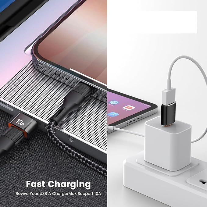 10 Pack 200W USB C to USB Adapter,C Male to USB3.1 Female Charger,Up to 10Gbps Data Transfer,for Apple Watch Ultra iWatch Series 8 7,iPhone 17 16 Plus Pro Max,Google Pixel