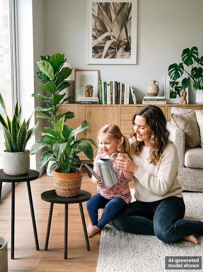 Plant Stand Indoor Tall: Corner Wood Plant Stand 2 Pack Mid Century Modern Decor - Small Round Plant Table for Indoor Plants - Outdoor Plant Holder for Patio Living Room Bathroom Office (Black)