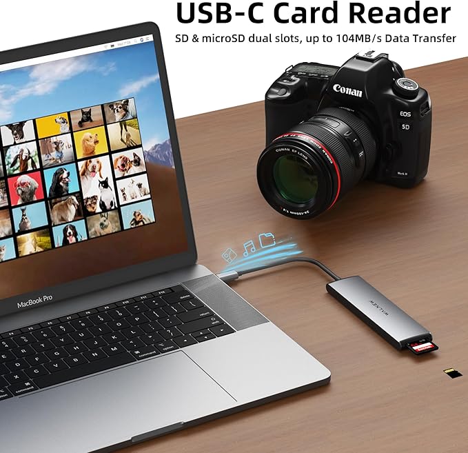 USB C Hub, WALNEW 7 in 1 USB-C Docking Station with 4K HDMI,100W PD, 3 5Gbps Data Ports(1 USBC & 2 USB 3.0),TF/SD Card Reader, USB Hub for Laptop, MacBook Pro/Air/Mac/Dell/HP/ASUS/Acer/Steam Deck