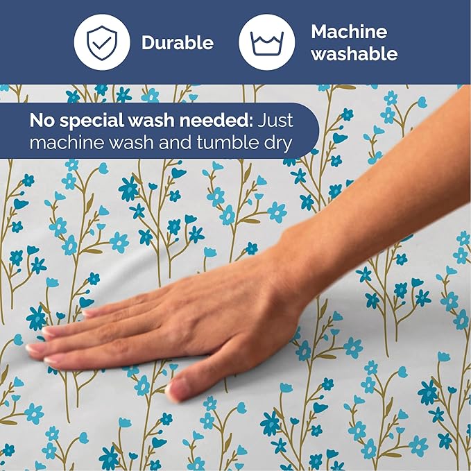Floral Sheets - Blue Floral Bed Sheet Set - 1 Flat, 1 Fitted & 1 Pillowcase w/ Deep Pockets - Comfy, Wrinkle & Fade Free - Boho Botanical Bedding - Ultra-Soft, Breathable and Cooling - Twin Size Set