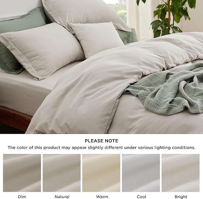 Bedsure Duvet Cover with Fitted Sheet Twin/Twin XL - Deep Pocket, Hotel Luxury Soft Double Brushed Bedding Set with Zipper Closure, 1 Duvet Cover, 1 Fitted Sheet, 1 Pillow Shams, NO Comforter, Linen