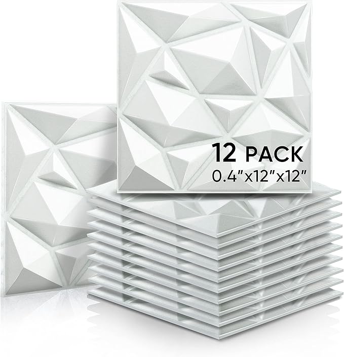 Sonic Acoustics 12 Pack 12 X 12 X 0.4 Inches Acoustic Absorption Panel, 3D Unique Soundproofing Insulation, Used in Home & Offices
