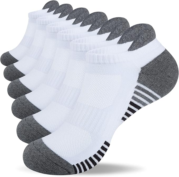 Lapulas Athletic Running Ankle Socks, Low Cut Cushioned Anti-Blister Tab Sports Socks Men Women 6Pairs