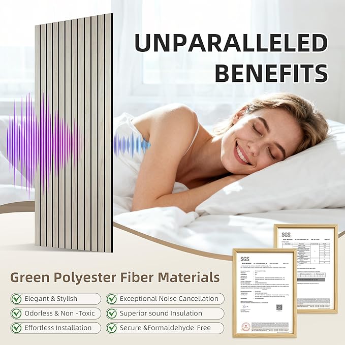 TO-TH Wood-Look Acoustic Wall Panels, 10 Pack 47.2” x 23.6” Acoustic Panels, Decorative Sound Absorbers Sound Dampening Panels for Home, Office, Basement, Natural Oak