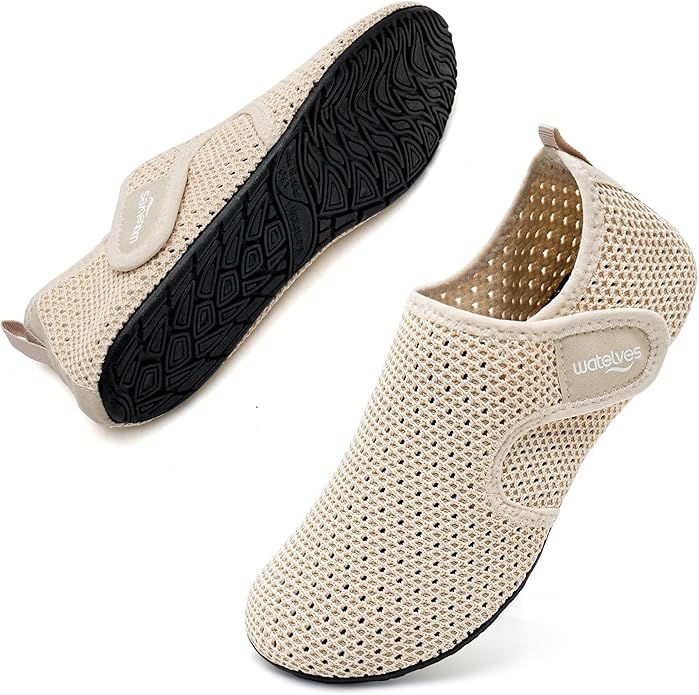 WateLves Water Shoes for Women Men Swim Beach Aqua Socks Quick Dry Barefoot House Slippers Travel Shoes with Adjustable Magic Tape for Pool Diving Boating Yoga Surf