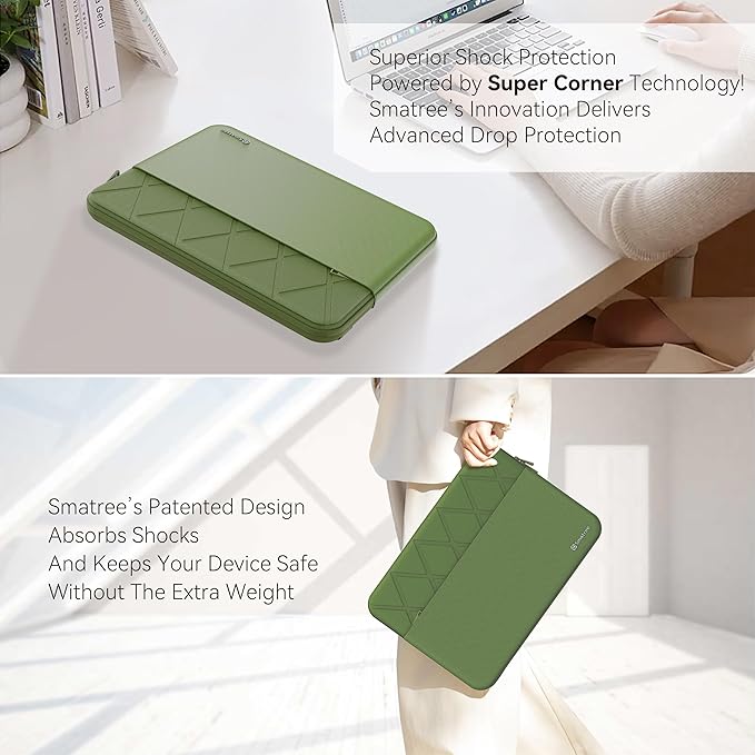 Smatree Laptop Sleeve for 16 inch MSI Vector GP68 HX/Raider GE68 HX 14V, for Vector 16 HX A14V/A13V, MSI Laptop Case with Accessory Pocket, YKK Zipper, Patented Super Corner Design, Green (E611G)