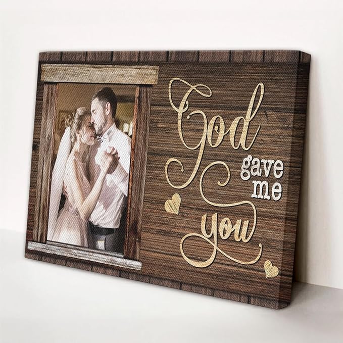 Dem Canvas Personalized Canvas Prints, Custom Photo And Name, God Gave Me You, Wedding Gifts For Couple Anniversary Wedding Engagement Gift For Couples Canvas (30x20)