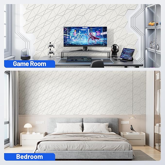 20 Pack Acoustic Panels with Self-Adhesive 12"X10"X0.4" Sound Proof Foam Panels for Walls, High Density Soundproof Wall Panels, Z-Line Hexagon Sound Dampening Panels for Home Studio Decor Office-Ivory