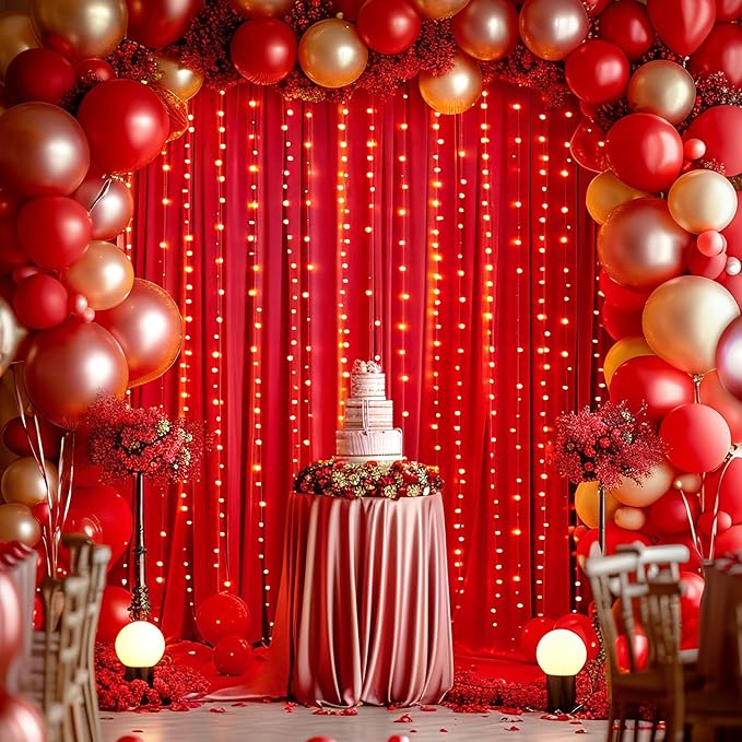 Red Backdrop Curtain for Parties Wedding Wrinkle Free Red Photo Curtains Backdrop Drapes Fabric Decoration for Birthday Party Baby Shower Christmas 5ft x 8ft,2 Panels