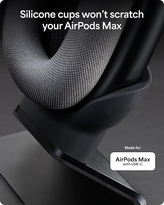 Mophie Max Dual Charging Stand for AirPods Max Headphones – Auto Sleep Mode, Premium Anti-Scratch Design, Magnetic USB-C for Effortless Alignment, Charges AirPods & Qi Devices