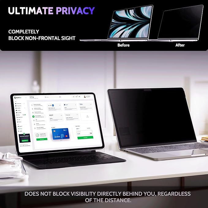 Peslv Privacy Screen for MacBook Pro 14 Inch (2021-2025, M1, M2, M3, M4, M5), MagicSuction™ Removable Anti Spy Black Protector, Glare Blue Light Filter for Mac Laptop Computer
