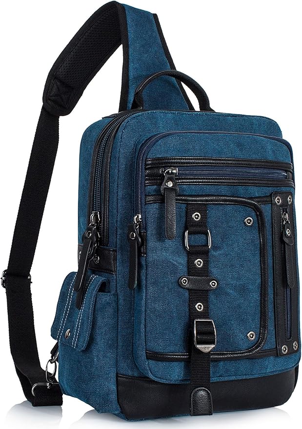 Schkleier Messenger Bag for Men Canvas Sling Bag Crossbody Backpack Laptop Shoulder Bag Hiking Daypacks Casual Tactical