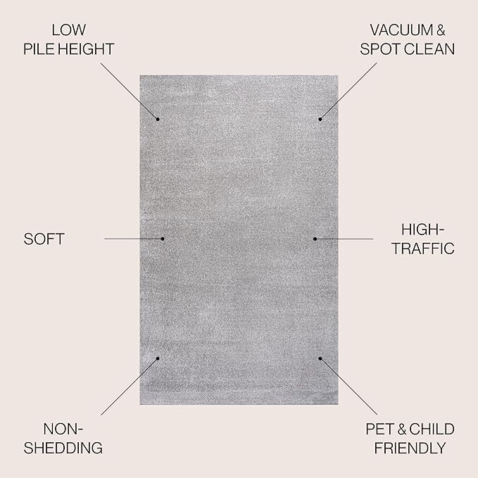 JONATHAN Y Haze Solid Low-Pile Light Gray Indoor Area Rug 12x15, Coastal,Bohemian,Minimalist,Classic, Easy-Cleaning for Living Room,Bedroom,Kitchen,Pet Friendly,Non-Shedding (SEU100K-15)