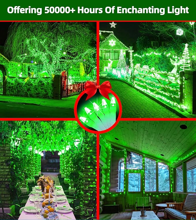 1500 LED Chrstmas Lights, 470ft Outdoor Christmas String Lights with 12 Modes, Green LED String Lights with Timer Dimmable Waterproof for Tree Fence Garden Xmas Wedding Party Decor Green
