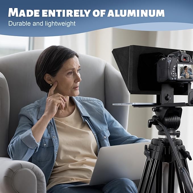 i2/12-inch All-Metal teleprompter, Lift The teleprompter and Remote Control, Using Tempered Optical Glass, Compatible with a Variety of Devices for a Variety of scenarios.