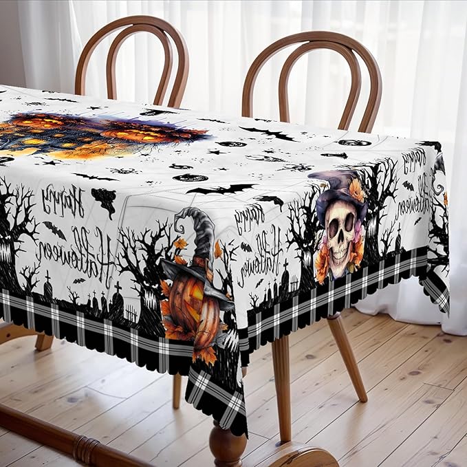 Eikione Rectangular Tablecloth 140x180inch, Halloween Pumpkin Tablecloth Waterproof and Wrinkle-Free, Table Covers, Summer Decorations for Home Dining