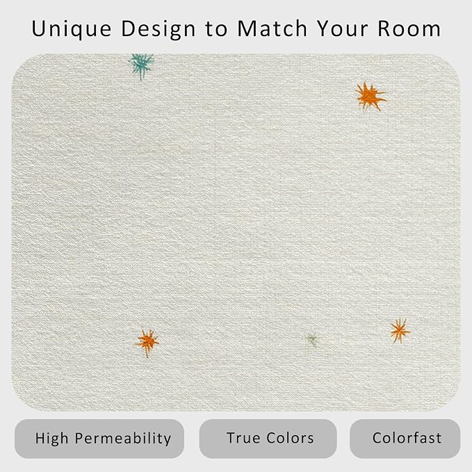 Mid Century Modern Rug 5x7 50s 60s Retro Starburst Pattern Area Rugs for Living Room, Bedroom, Mid Century Modern Home Decor Accessories Indoor Carpet, Non Slip & Machine Washable