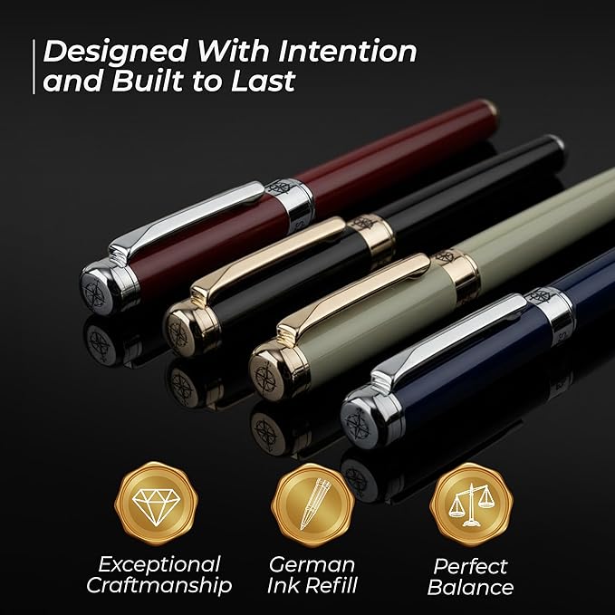 Premium Ballpoint Pen with German Ink – Perfectly Balanced for a Superb Writing Experience, 24K Gold Plated Green – Soft Sage Green- Includes a Schmidt Refill in a Giftable Presentation Case