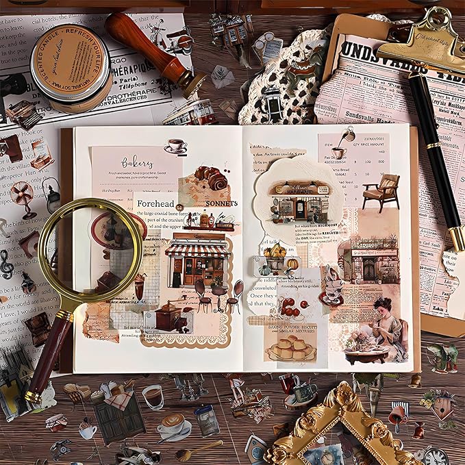 Ptyism 563 Pcs/36 Sheets Stickers for Scrapbooking,Sticker for Journaling Scrapbooking Stickers for Scrapbooking Art Journal Bullet Journal Accessories