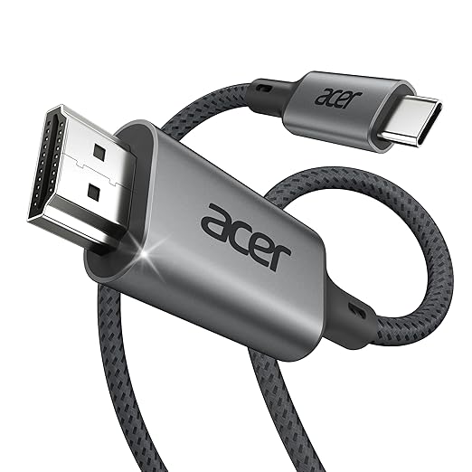 Acer USB C to HDMI Cable for Home Office 3.3FT (4K@60Hz), High-Speed Type C to HDMI 2.0 Braided Cord, Thunderbolt 4/3 Compatible with MacBook, iPhone 16/15 Pro/Max, iMac, iPad Pro, Galaxy S24, Surface