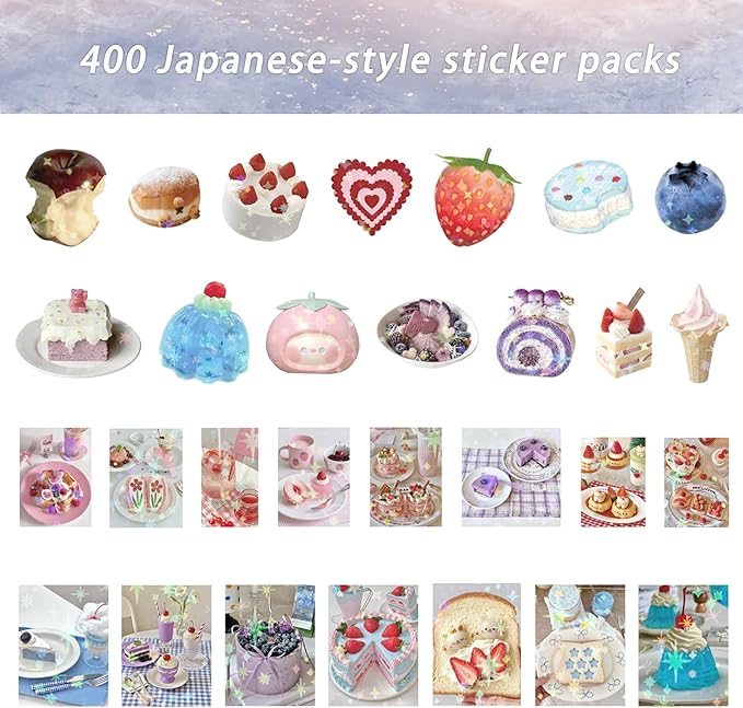 400pcs Japanese Stickers for Adults, Aesthetic Sticker for Journaling, Scrapbooking & Planners, Kawaii Animal and Retro Deco Stickers for Vision Board Supplies,Prayer Board Supplies (Japanese-Style)