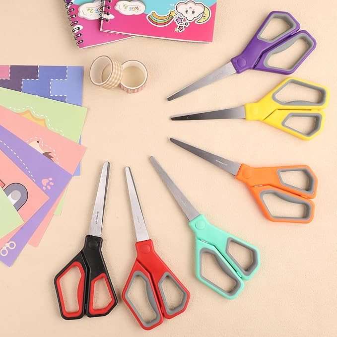 BURVAGY 42Pack 8" Scissors All Purpose, Heavy Duty Scissors with Ultra Sharp Blades Comfort Grip Handles - For Office Home School Sewing Fabric Crafts, High/Middle School Student Teacher Scissor