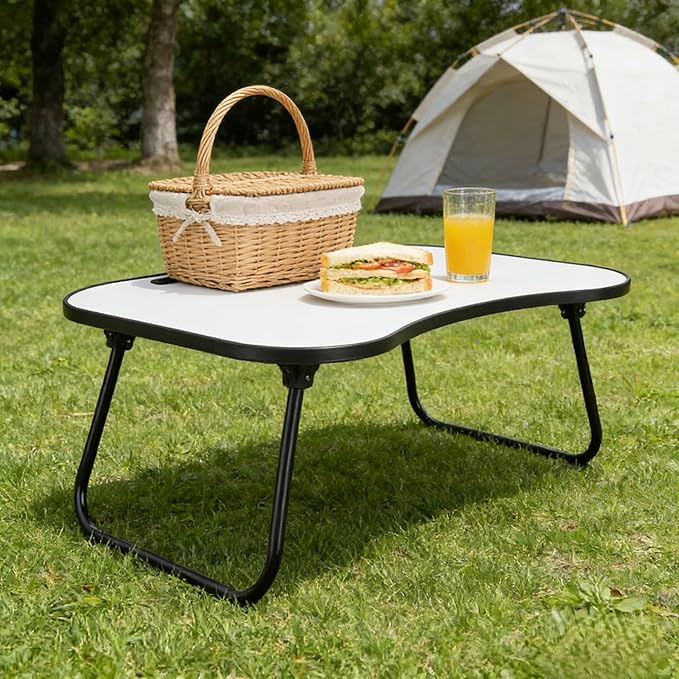 Laptop Bed Desk, Foldable Wooden Lap Desk with Cup Holder & Tablet Slot, Portable Lap Table & Bed Tray Table for Eating & Lap Desk Food Tray & Working on Couch, Sofa & Bed, 23.8 x 15.8 in.