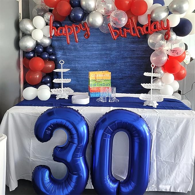 40 Inch Navy Blue Foil Balloon Number 9, Large Self Inflating Dark Blue Number Balloons 0-9 Helium Balloons Set for Boys 9th Birthday Men Anniversary Graduation Party Decoration Supplies