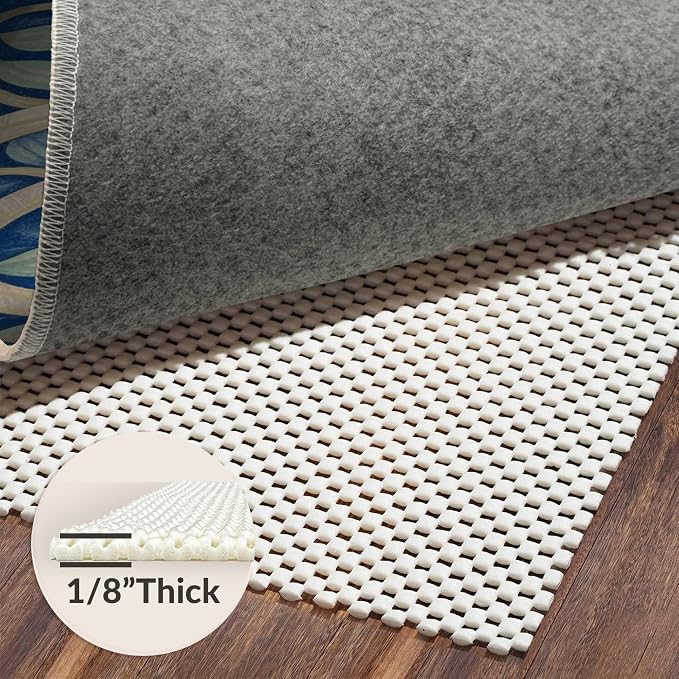 Flatwoven High Traffic Area Rug 5x7, Contemporary Striped Rug Clean Lines & Bold Hues, Non Slip, Stain Resistant, Washable Area Rugs for Living Room, Bedroom (Blue, 5x7)