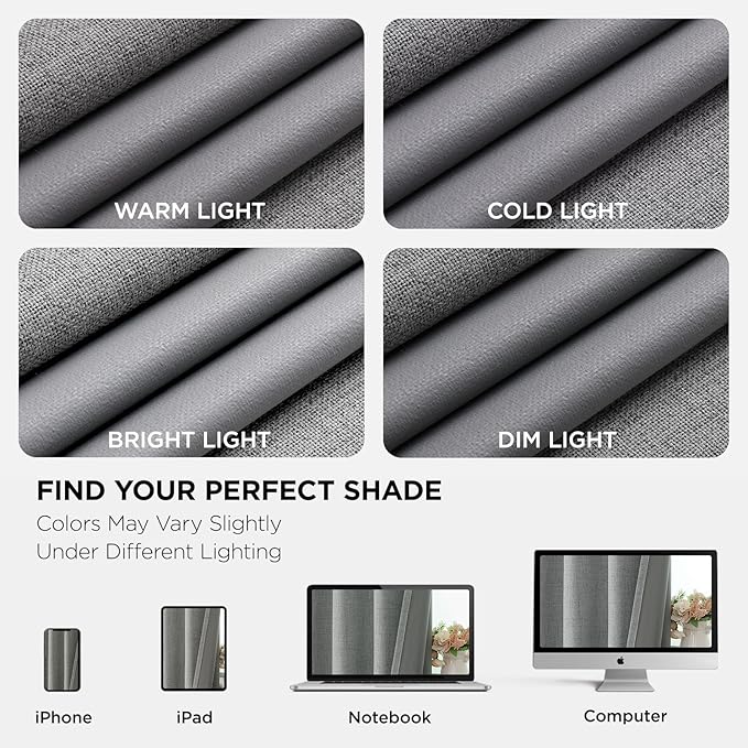 Joydeco Blackout Curtains 95 Inches Long 2 Panels Burg, Room Darkening Curtains for Bedroom, 100% Black Out Textured Thermal Drapes Privacy Protection 2 Panels Set(W52 x L95 Inch, Light Grey)