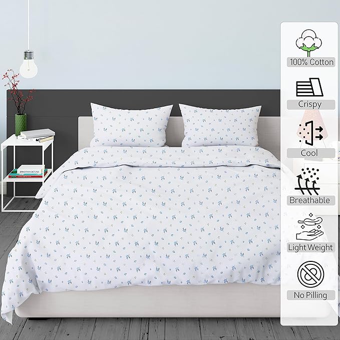 RUVANTI 100% Cotton California King Sheet Sets, 4 Pieces, Soft & Breathable Percale Weave Bedding, Deep Pocket 14", Hotel Standard, Crisp Cool Feel & Durable, Perfect Floral Sheets, Phulkari