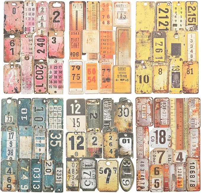 AuriicLeaf Vintage Numbered Tags Sticker Set, 150PCS Retro Cardstock Stickers for Scrapbooking, Journaling, DIY Crafts, and Art Supplies