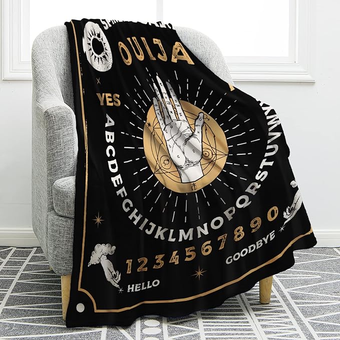 Jekeno Ouija Board Blanket Gifts for Women Kids Girls Toddlers Home Bedroom Living Room Decor Soft Cozy Lightweight Throw Blankets Black 50"x60"