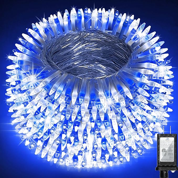 LED String Lights Christmas Decorations,8 Lightsing Modes Christmas Lights with Timer Functions for Tree Indoor Outdoor Decorr 1500 LED 492FT Blue & White