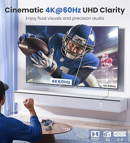 Warrky USB C to HDMI Cable 4K, 15ft [Braided, High Speed] Thunderbolt 3 to HDMI Adapter Compatible for New iPad, MacBook Pro/Air, iMac, Galaxy S20 S10 S9 S8, Surface, Dell, HP