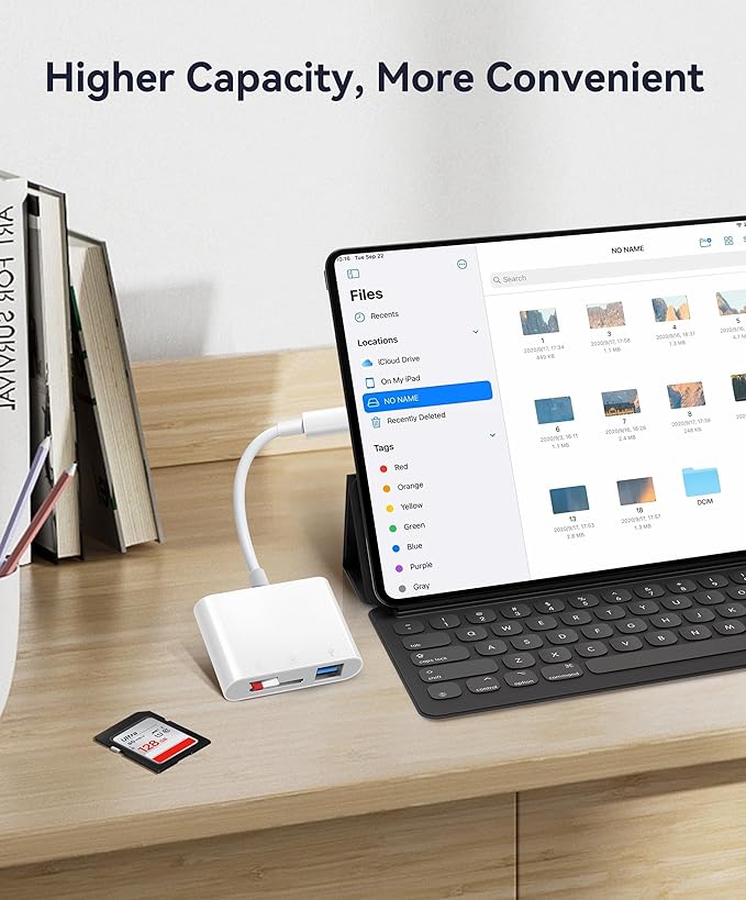 USB-C SD Card Reader, Memory Card Reader for Micro SD/SD Cards, Type C SD Adapter Compatible with iPhone 15 16, Samsung Galaxy, MacBook, iPad and More USB C Devices - 3 Slots