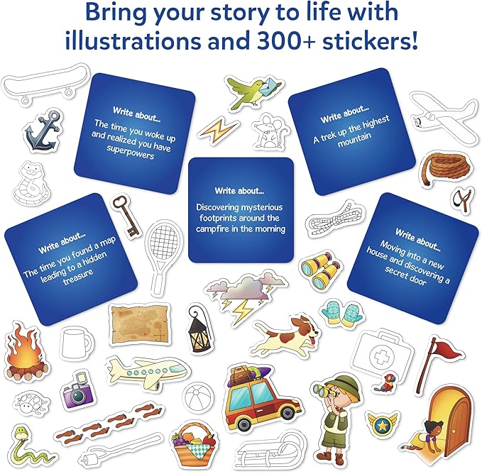 Skillmatics Storybook Art Kit - Create Adventure Stories, DIY Craft & Writing Kit with 300+ Stickers, Scrapbooking & Journal Activity, Gifts for Kids Ages 5, 6, 7, 8, 9, 10