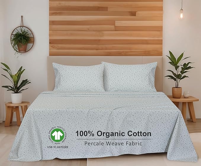 RUVANTI 100% Organic Cotton Sheets Twin XL, Percale Weave, GOTS Certified, 3-Piece Set, Deep Pocket 15", Crisp & Breathable, Soft Durable Bedding, Sábanas Algodón Orgánico – Bud Club