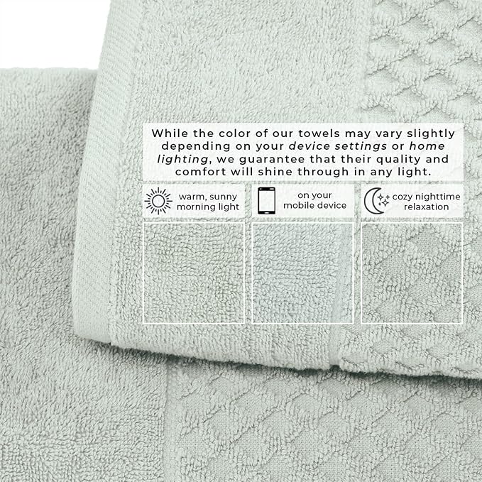 Great Bay Home Hand Towels - 100% Cotton 6 Pack 26x16 Hand Towel Set - Absorbent, Durable, Quick-Dry Towels for Bathroom (Pastel Blue)